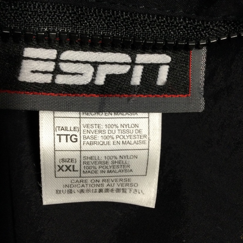 ESPN VTG Mens Black Red Reversible V-Neck Pullover Windbreaker Jacket Sz XXL - Picture 9 of 11